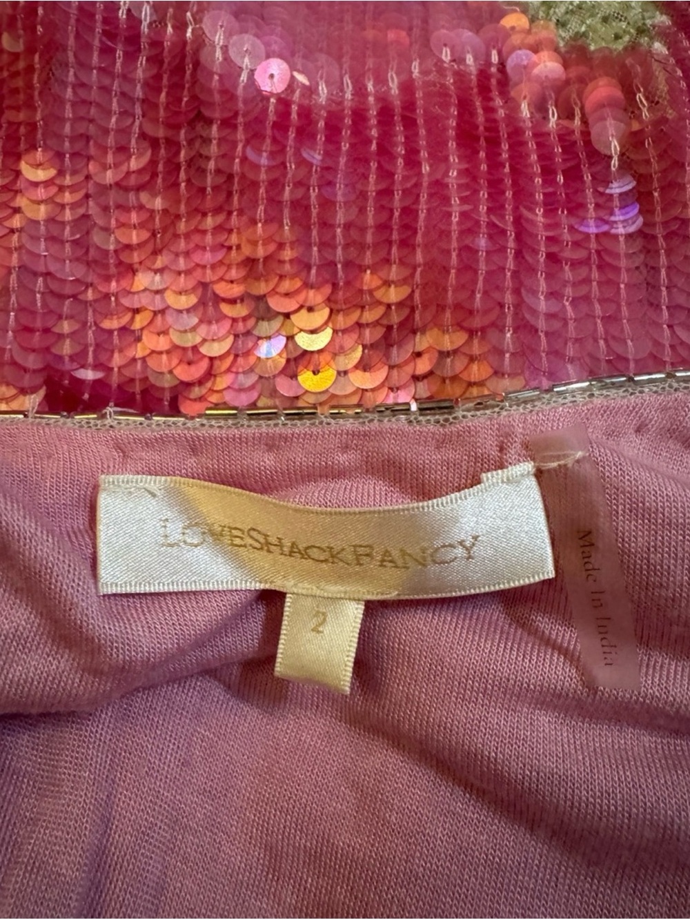 LoveShackFancy Pink Sequin Slip Dress - Picture 7 of 8